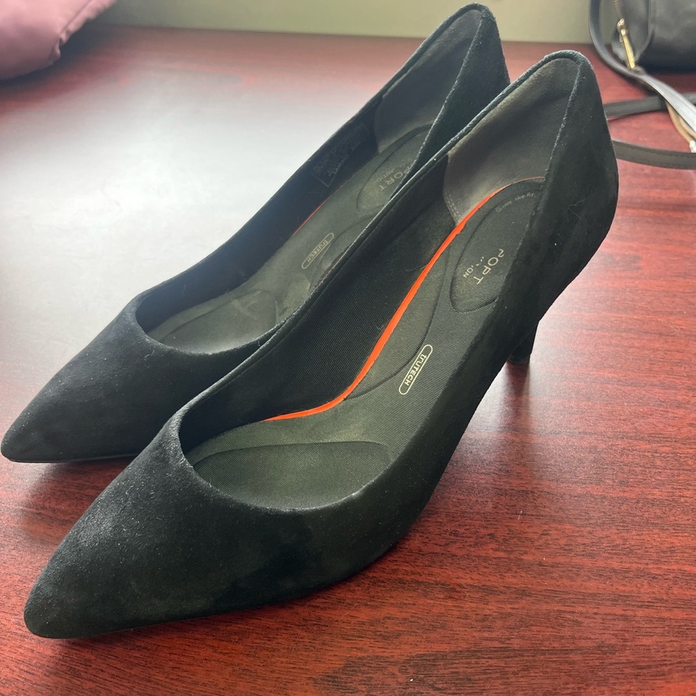 Rockport black suede high heels size 10